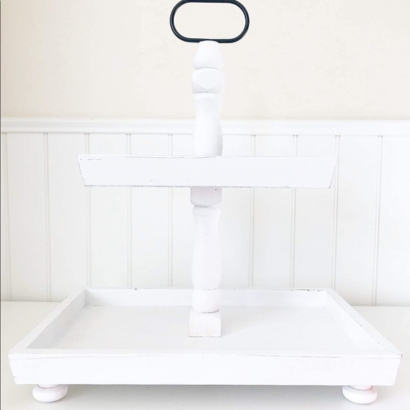 Distressed White Foundations Decor Tiered Tray Rectangle - Picture 2 of 4